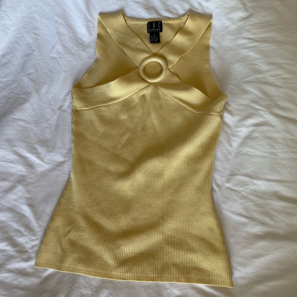 Yellow halter top with ring detail